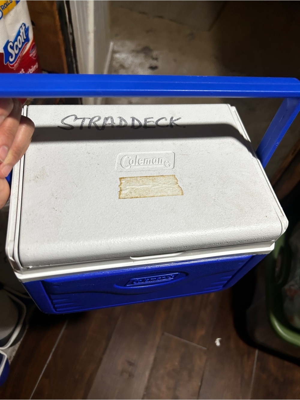 Coleman Blue and White Portable Cooler with Carry Handle